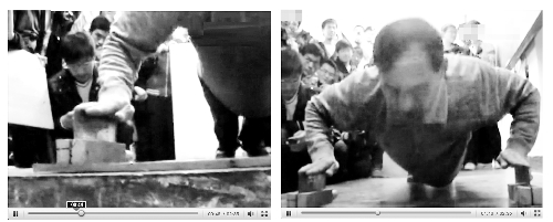 物理老師為驗證力學原理 手按菜刀做一千個俯臥撐視頻截圖