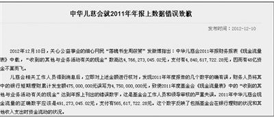 昨晚，針對周筱赟的舉報(bào)，中華兒慈會發(fā)布聲明。網(wǎng)絡(luò)截圖